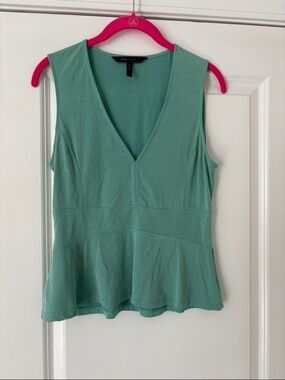 BCBGMaxAzria Seafoam Green Sleeveless V-Neck Peplum Tank